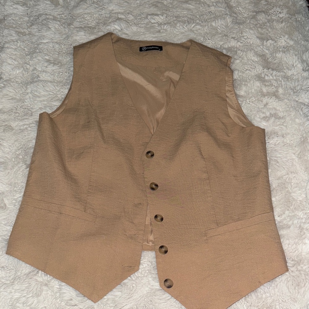 Tan Button-Up Vest